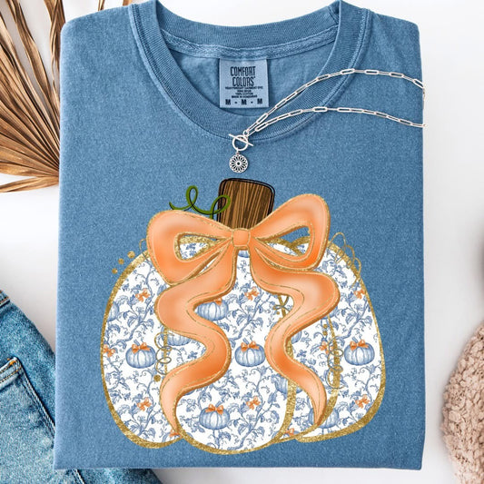 Grand Millennial Coquette Pumpkins Comfort Colors Graphic Tee