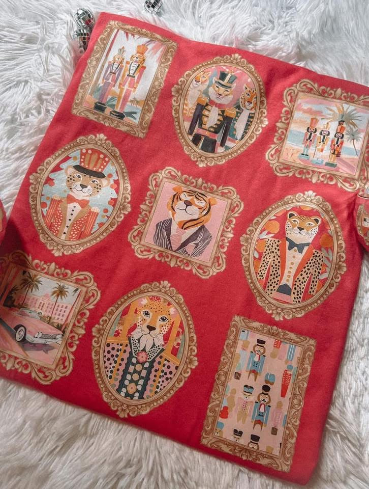 Preppy Christmas Cats Comfort Colors Graphic Tee