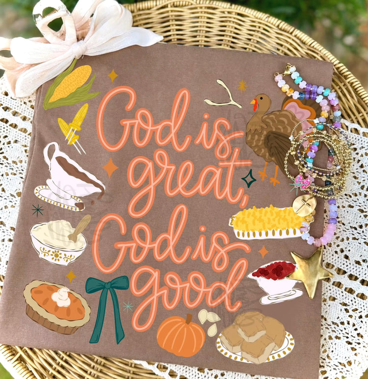 God is Great, God is Good Thanksgiving Comfort Colors Graphic Tee