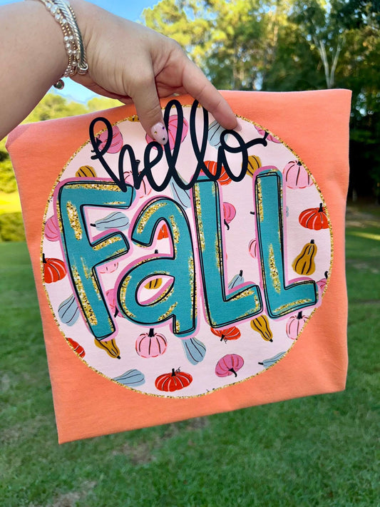 Hello Fall Trendy Comfort Colors Colorblast Graphic Tee