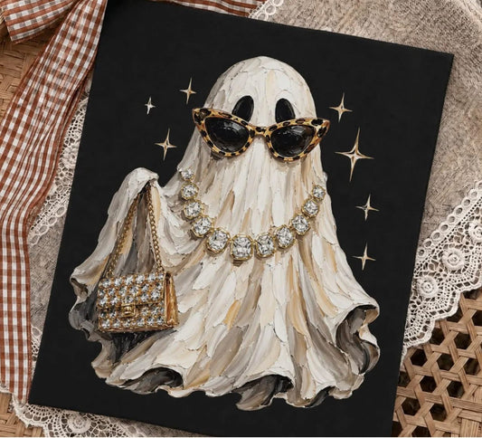 Boujee Faux Painted Ghost Halloween Comfort Colors Graphic Tee