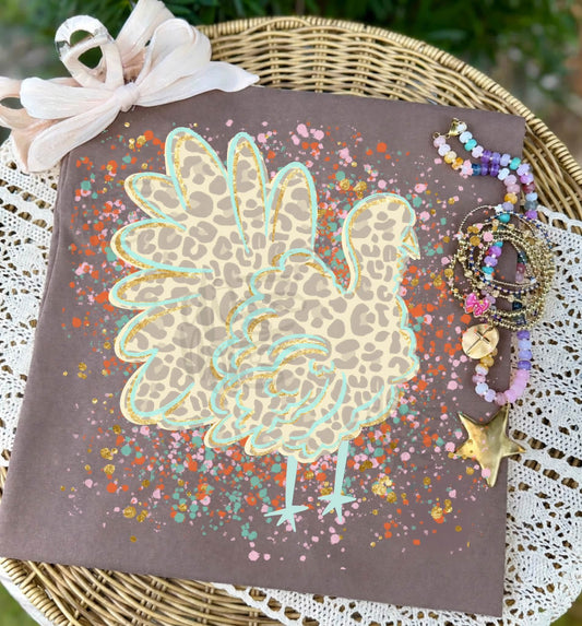 Leopard Turkey Thanksgiving Comfort Colors Graphic Tee
