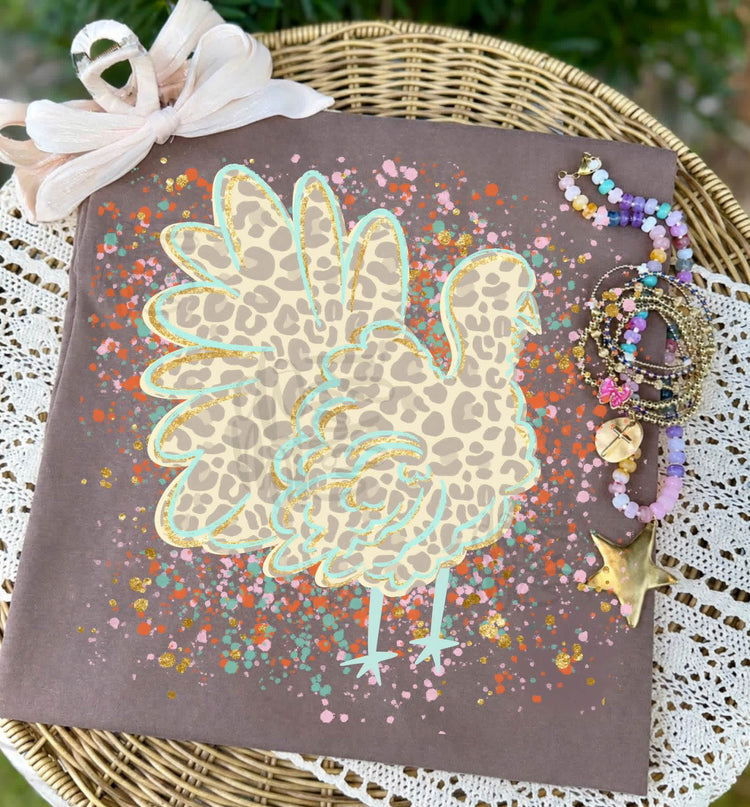 Leopard Turkey Thanksgiving Comfort Colors Graphic Tee