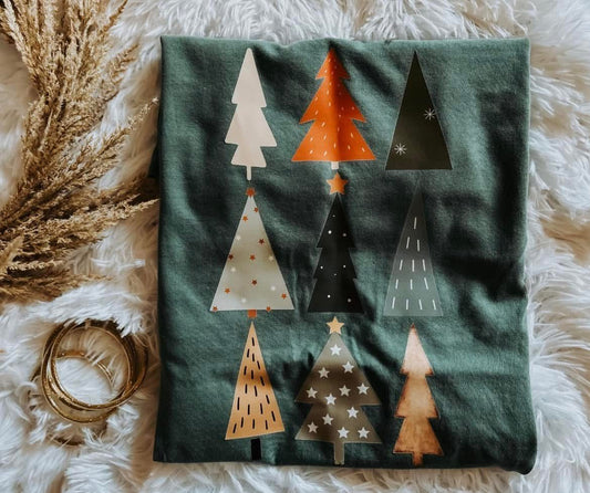 Boho Christmas Trees Comfort Colors Graphic Tee