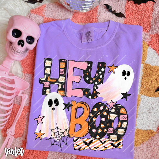 Hey Boo Halloween Comfort Colors Graphic Tee