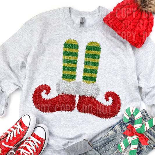Faux Yarn Elf Feet Christmas Sweatshirt