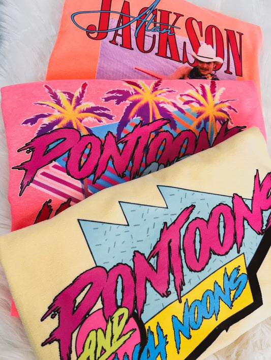 Retro 80's Style Pontoons & Noons Comfort Colors Graphic Tee