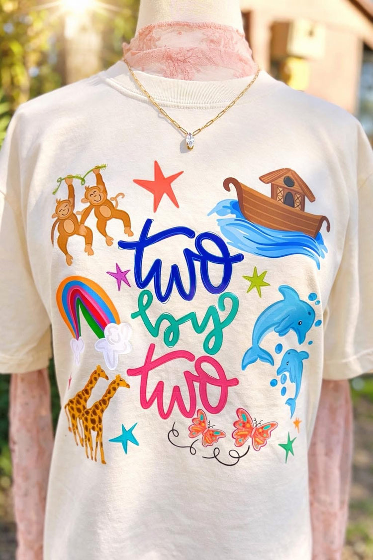 Two by Two Jesus Easter Doodle Comfort Colors Graphic Tee