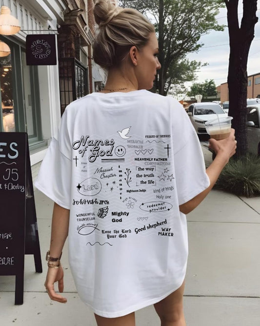 Names of God Black Font Faith Graphic Tee
