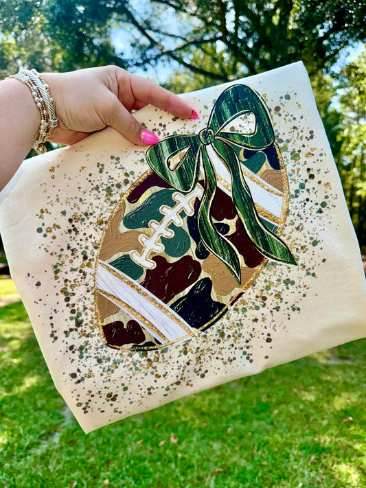 Football Camo Coquette Graphic Tee