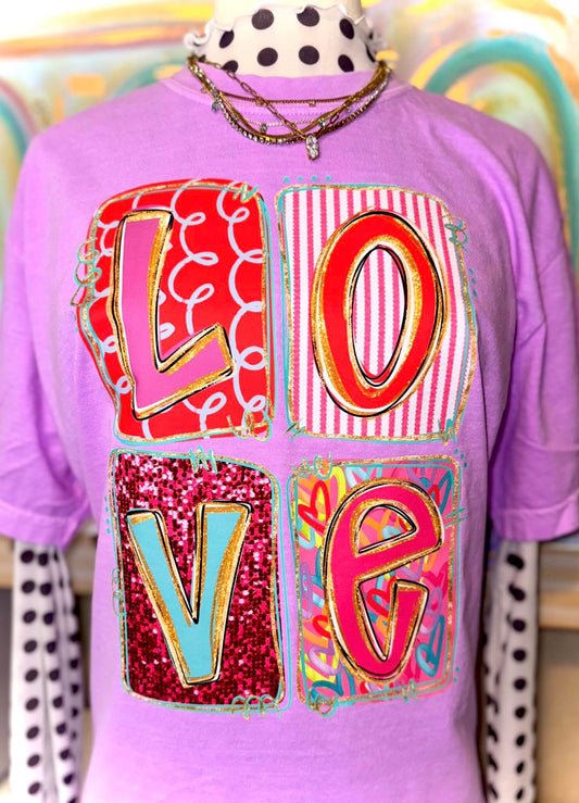 Love Doodle Valentines Comfort Colors Graphic Tee