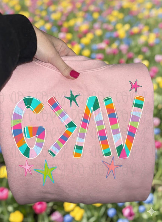 Blossom God is Greater Than the Highs & Lows Doodle Comfort Colors Graphic Tee