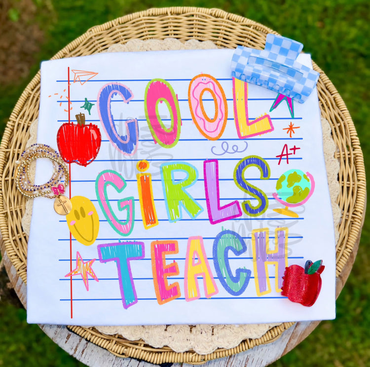 Cool Girls Teach Teacher Comfort Colors Graphic Tee