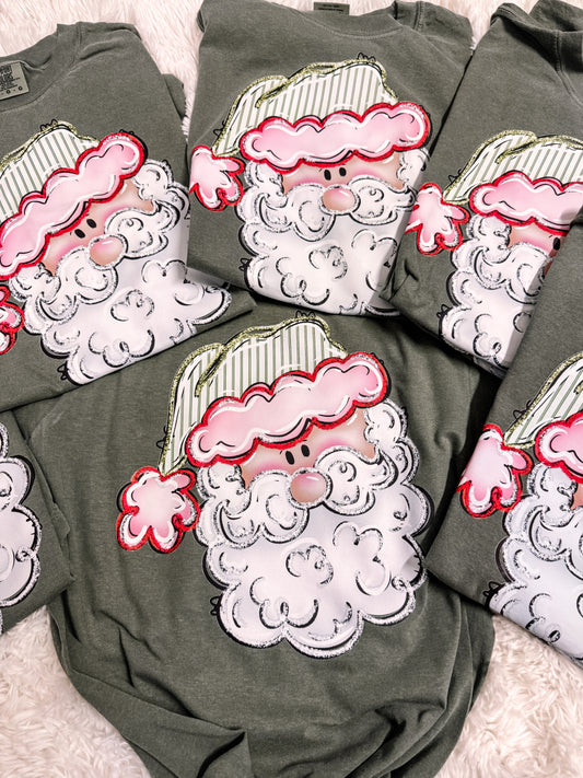 Seersucker Santa Christmas Comfort Colors Graphic Tee