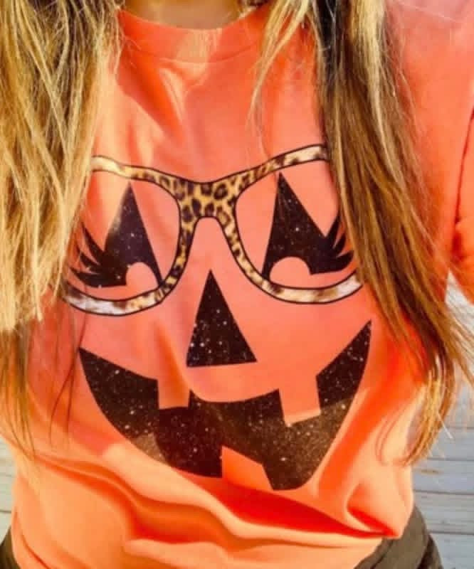 Leopard Pumpkin Halloween Comfort Colors Graphic Tee