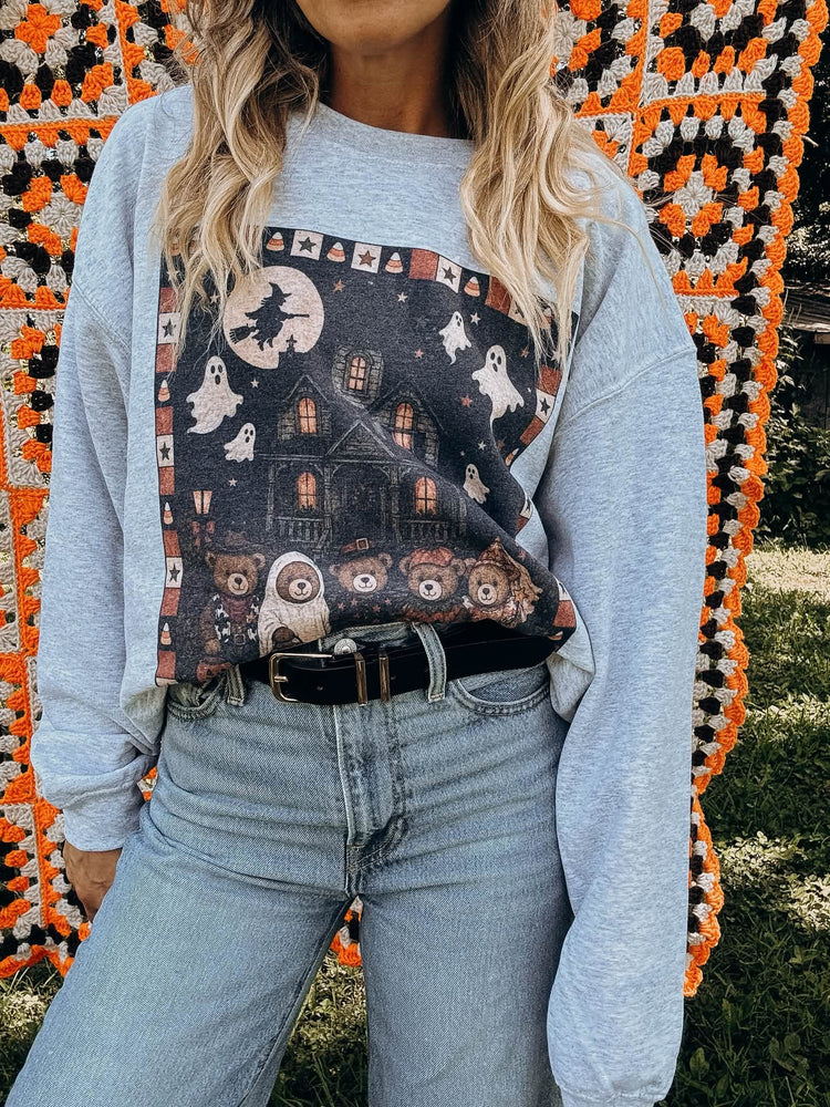 Thrifty Halloween Haunted House Sweatshirt