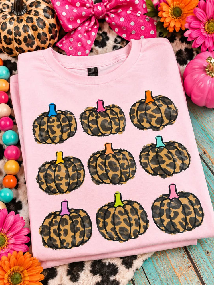 Fall Leopard Pumpkins Comfort Colors Graphic Tee