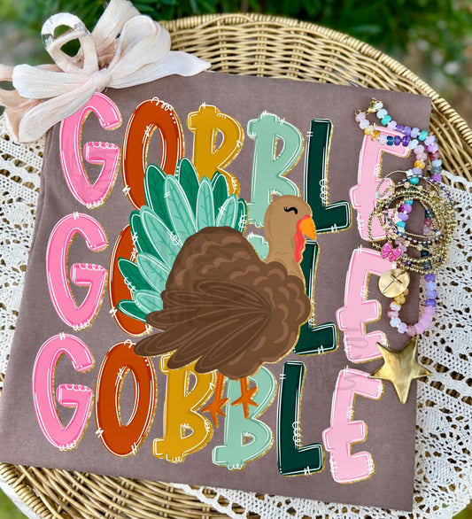 Gobble Glitter Thanksgiving Comfort Colors Graphic Tee