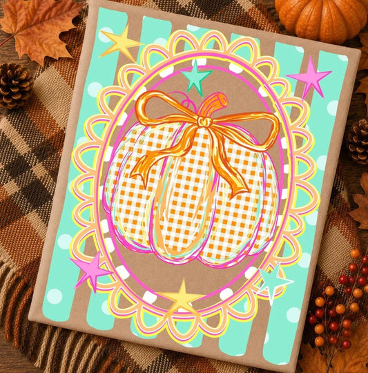 Preppy Plaid Striped Pumpkin Comfort Colors Graphic Tee