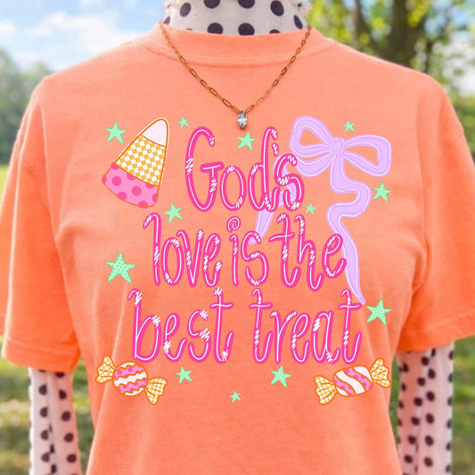Gods Love is the best Treat Halloween Comfort Colors Graphic Tee