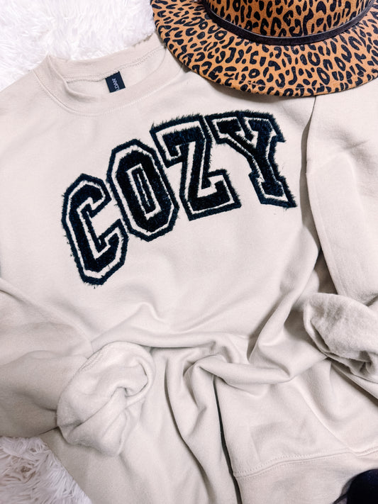 Cozy Season Fluffy Patch Crewneck Sweatshirt