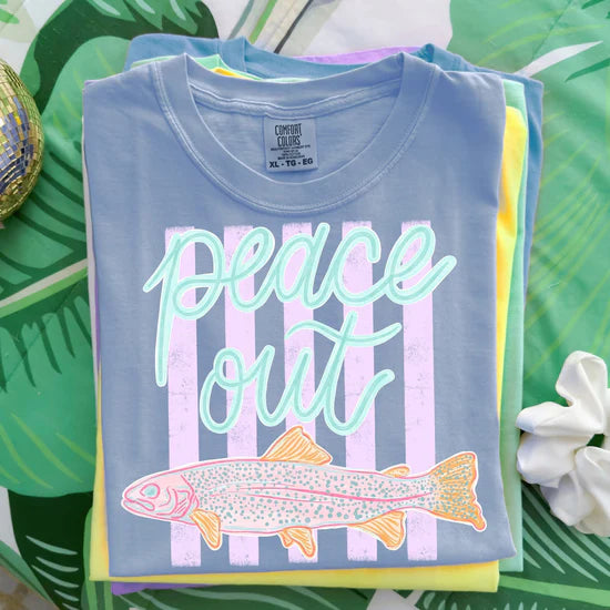 Peace Out Trout Comfort Colors Graphic Tee