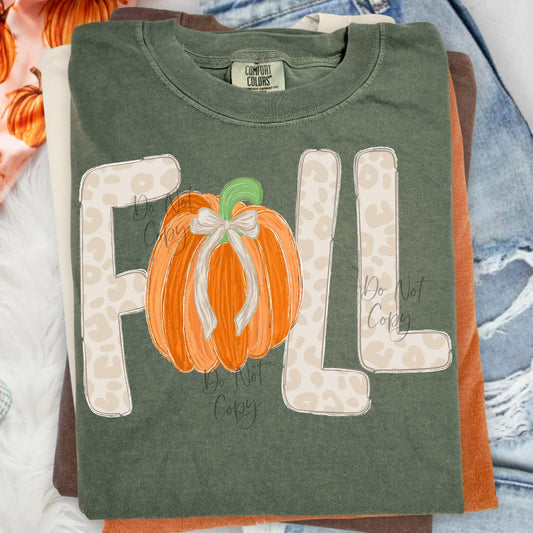Leopard Fall Pumpkin Comfort Colors Graphic Tee