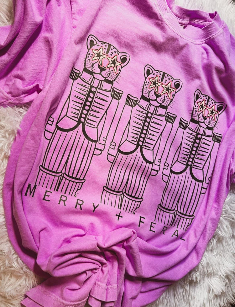 Merry & Feral Preppy Christmas Comfort Colors Graphic Tee