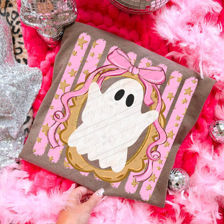 Coquette Framed Ghost Halloween Comfort Colors Graphic Tee