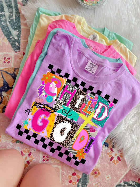 Neon Violet Child of God  Faith Comfort Colors Graphic Tee