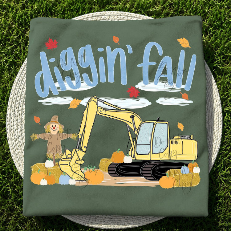Diggin’ Fall Excavator Comfort Colors Graphic Tee