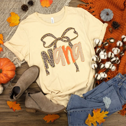 Fall Leopard Coquette Nana Graphic Tee