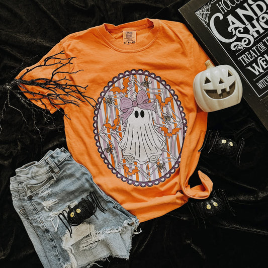 Preppy Ghost Halloween Comfort Colors Graphic Tee