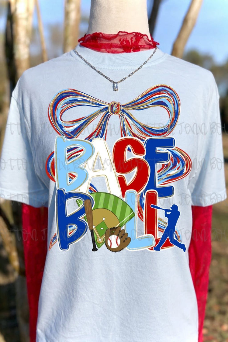 Baseball Coquette Doodle Letters Comfort Colors Graphic Tee