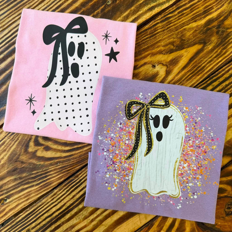 Faux Painted Splatter Ghost Halloween Comfort Colors Graphic Tee