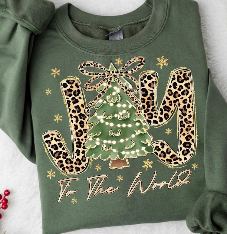 Joy to the World Leopard Christmas Sweatshirt