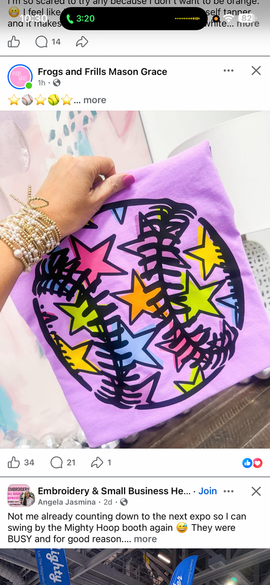 Neon Stars Baseball Comfort Colors Graphic Tee