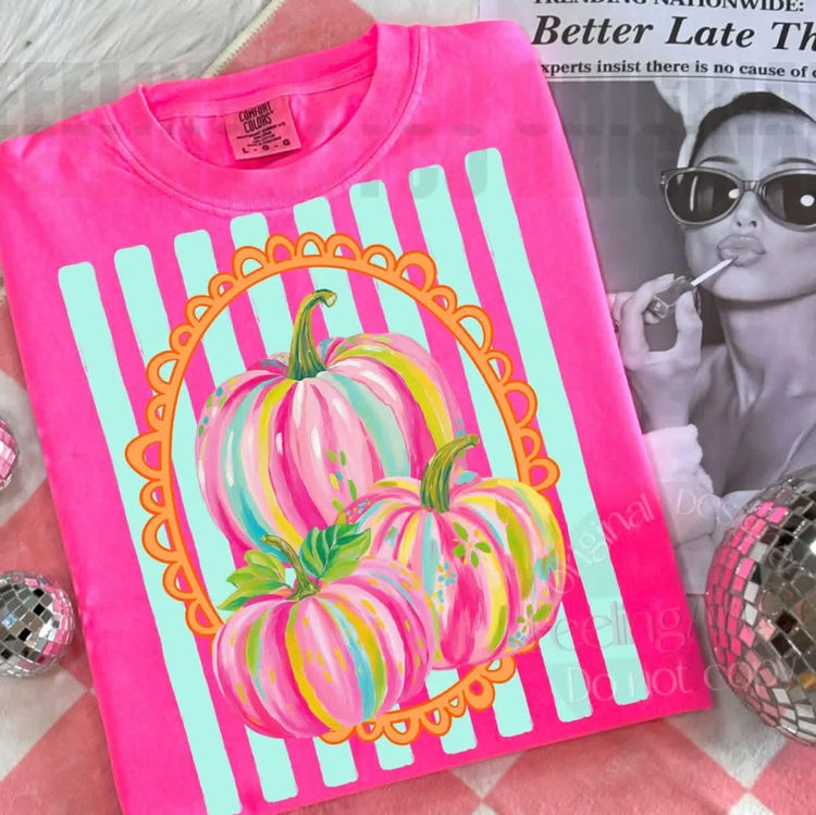Neon Framed Pumpkin Comfort Colors Graphic Tee