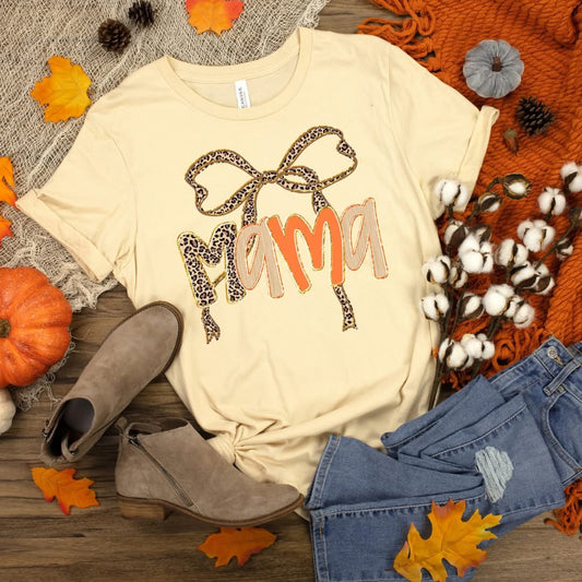 Fall Leopard Coquette Mama Graphic Tee