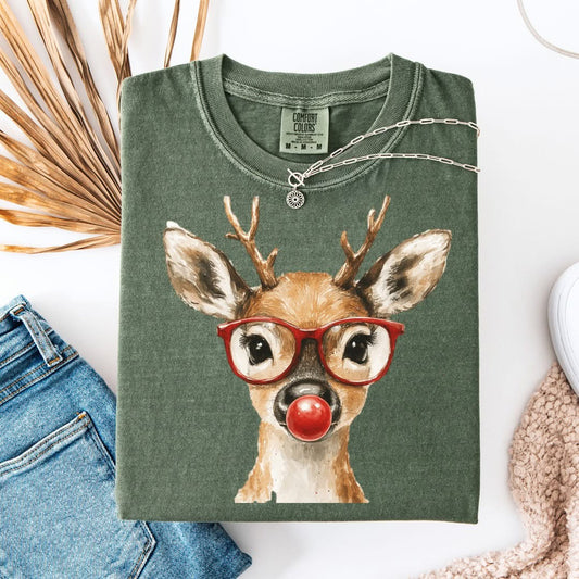 Vintage Rudolph Trendy Christmas Comfort Colors Graphic Tee