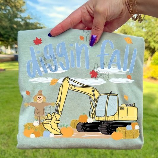 Diggin’ Fall Excavator Comfort Colors Graphic Tee