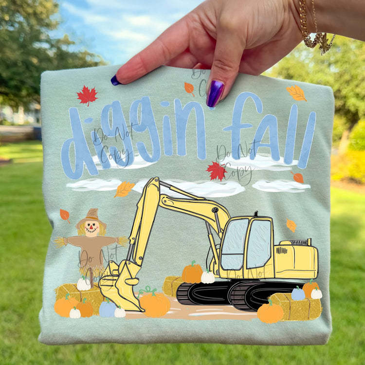 Diggin’ Fall Excavator Comfort Colors Graphic Tee