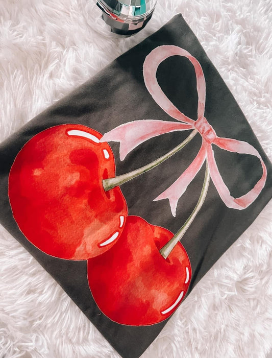 Watercolor Cherry Valentines Comfort Colors Graphic Tee