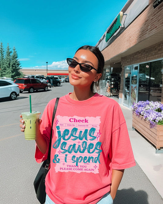 Jesus Saves, I Spend Faith Comfort Colors Graphic Tee