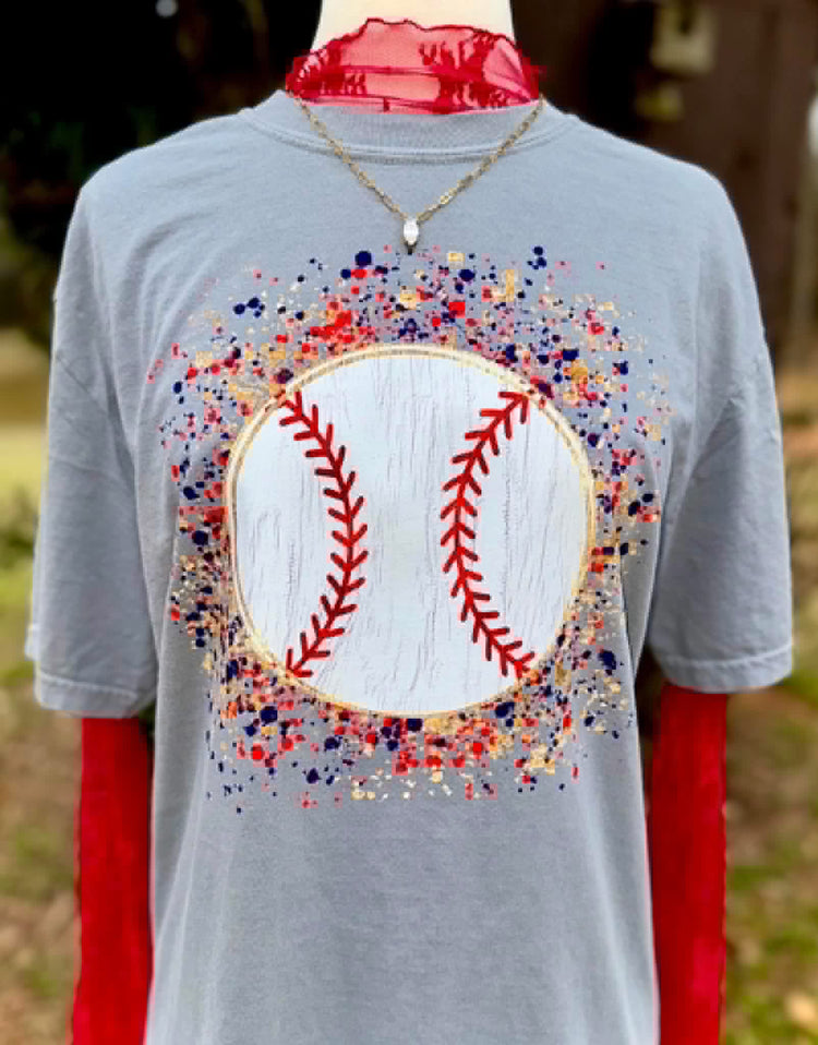 Splatter Baseball Doodle Comfort Colors Graphic Tee