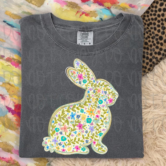 Floral Easter Bunny Comfort Colors Graphic Tee