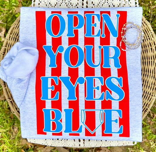 Open Your Eyes Blue Baseball Sweatshirt