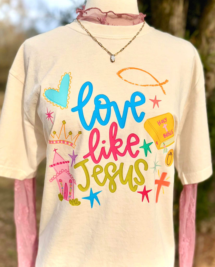 Love Like Jesus Doodle Comfort Colors Graphic Tee
