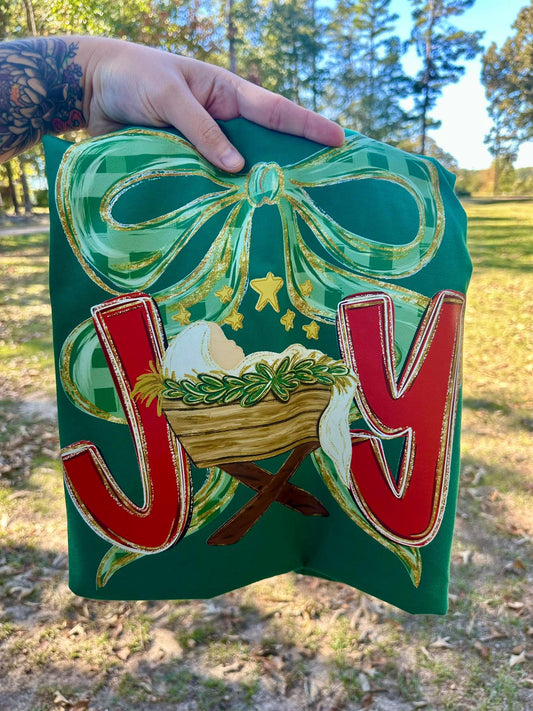 Joy Christmas Faith Manger Christmas Graphic Tee