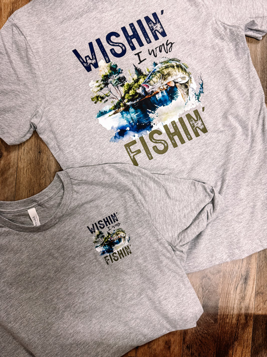Wishin' I Was Fishin' Men's Graphic Tee